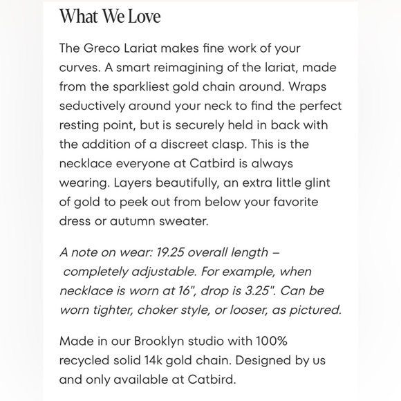 Catbird Greco Lariat Necklace - Picture 4 of 17